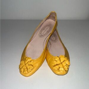Vintage Yellow Tahari Floral Women's ballet Shoes rubber sole